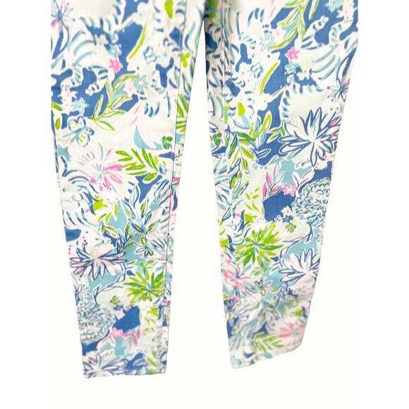 Lilly Pulitzer South Ocean Floral Leaf Print White Skinny Jean Pants Size 0 - Picture 5 of 7